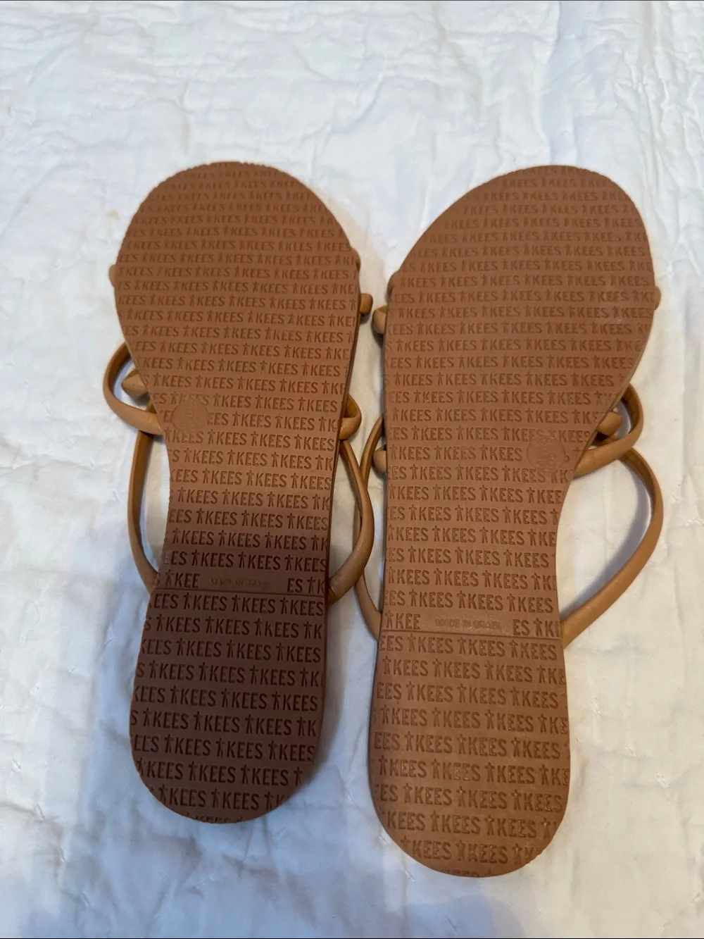 TKEES Slim Double-Strap Slide Sandals in Tan size 8 New - Picture 4 of 4